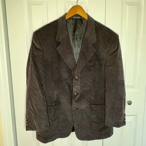 Zagato Sport Blazer Mens Size 40S Corduroy Jacket Three Button Notch Gray
